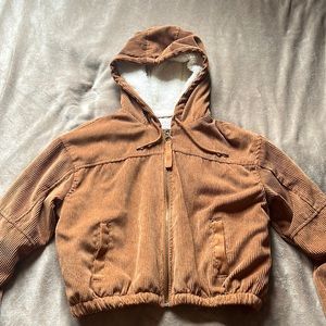 Orange/brown corduroy Sherpa lined cropped jacket (Ashley by 26 international)